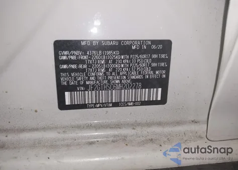 2021 Subaru Crosstrek Sport из США, поврежденный, VIN JF2GTHSC6MH202278